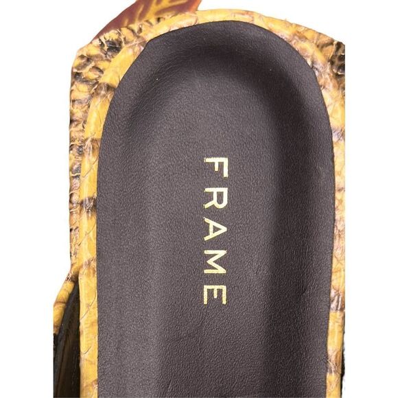 Frame Snakeskin Embossed Flat Slide Leather Mule NWOB Size 37 1/2/ 7 1/2 - Picture 3 of 7